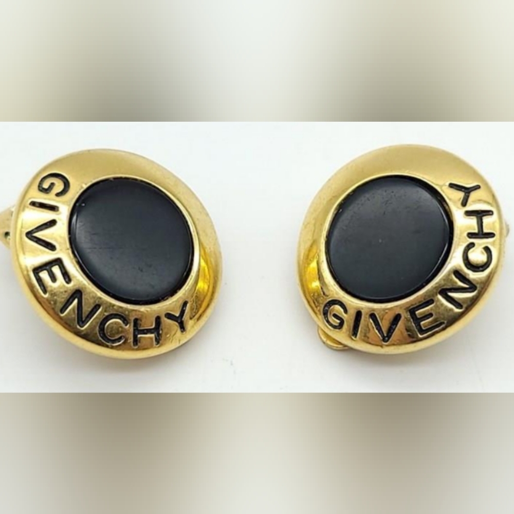 ๐๐GIVENCHY๐๐ Black & Gold-Tone Clip-On Earrings - Picture 5 of 6